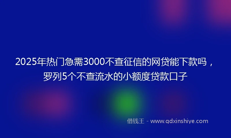 2025年热门急需3000不查征信的网贷能下款吗，罗列5个不查流水的小额度贷款口子