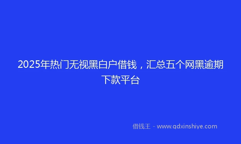 2025年热门无视黑白户借钱，汇总五个网黑逾期下款平台