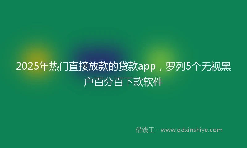 2025年热门直接放款的贷款app，罗列5个无视黑户百分百下款软件