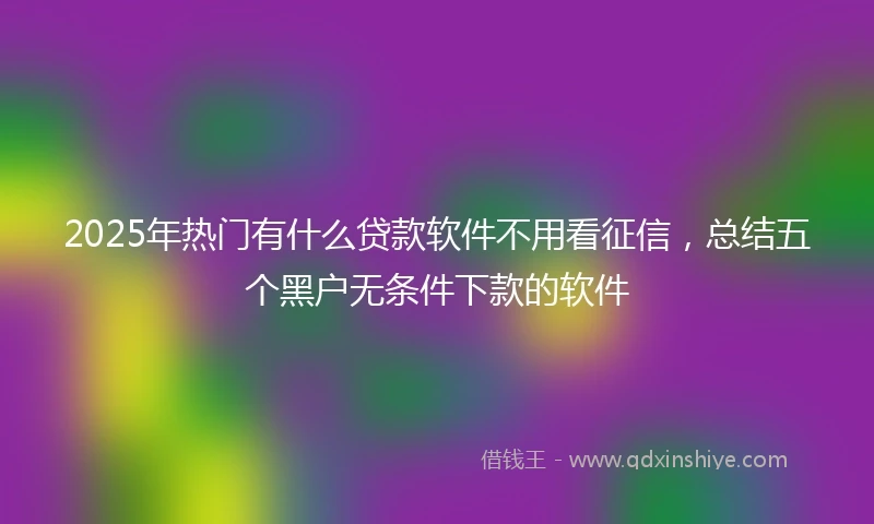 2025年热门有什么贷款软件不用看征信，总结五个黑户无条件下款的软件