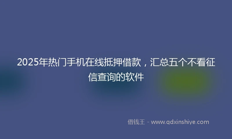 2025年热门手机在线抵押借款，汇总五个不看征信查询的软件