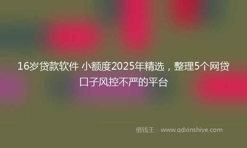 16岁贷款软件 小额度2025年精选，整理5个网贷口子风控不严的平台