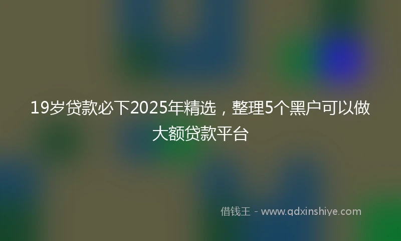 19岁贷款必下2025年精选，整理5个黑户可以做大额贷款平台
