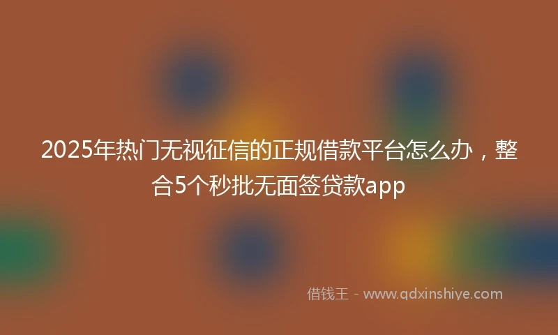 2025年热门无视征信的正规借款平台怎么办，整合5个秒批无面签贷款app