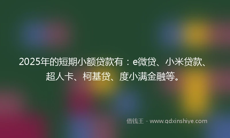 2025年的短期小额贷款有：e微贷、小米贷款、超人卡、柯基贷、度小满金融等。