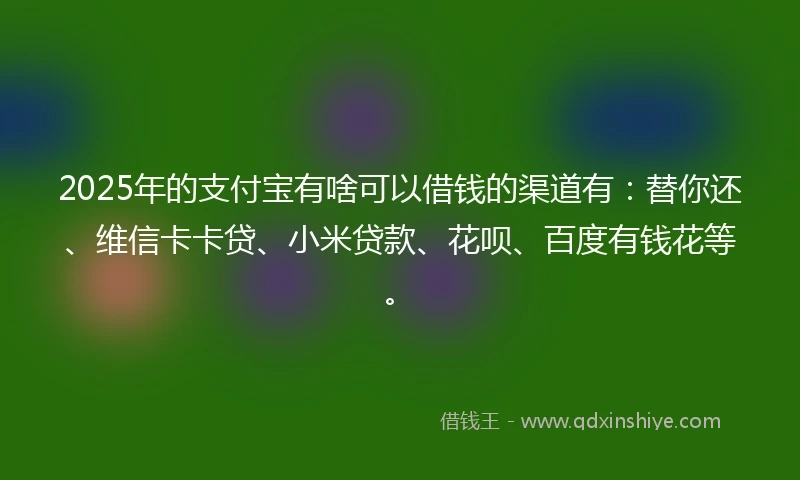 2025年的支付宝有啥可以借钱的渠道有：替你还、维信卡卡贷、小米贷款、花呗、百度有钱花等。