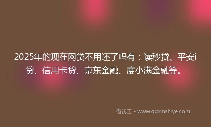 2025年的现在网贷不用还了吗有：读秒贷、平安i贷、信用卡贷、京东金融、度小满金融等。