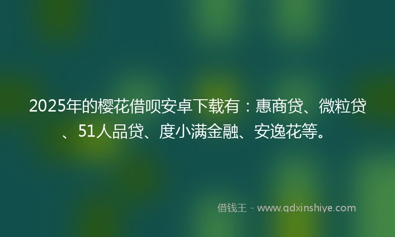 2025年的樱花借呗安卓下载有：惠商贷、微粒贷、51人品贷、度小满金融、安逸花等。