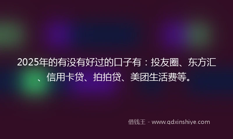2025年的有没有好过的口子有：投友圈、东方汇、信用卡贷、拍拍贷、美团生活费等。