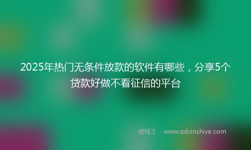 2025年热门无条件放款的软件有哪些，分享5个贷款好做不看征信的平台