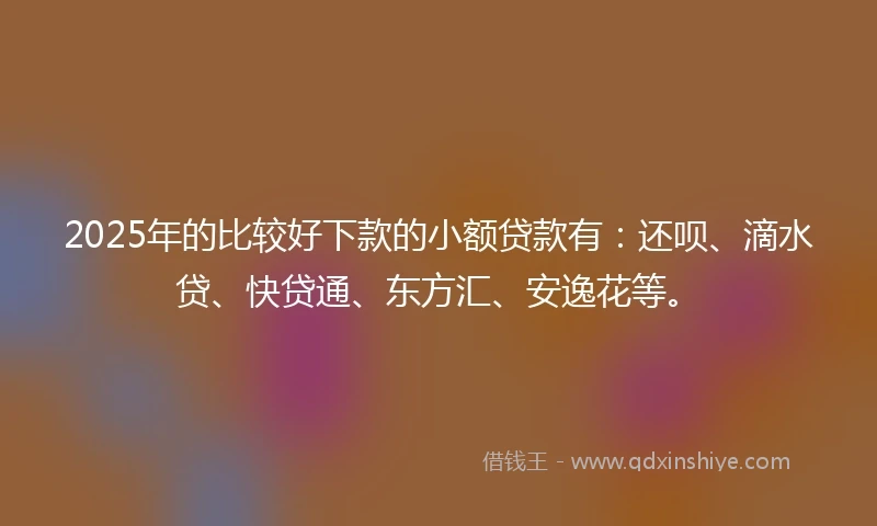 2025年的比较好下款的小额贷款有：还呗、滴水贷、快贷通、东方汇、安逸花等。