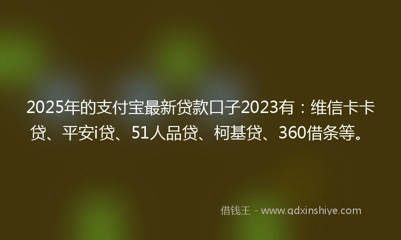 2025年的支付宝最新贷款口子2023有：维信卡卡贷、平安i贷、51人品贷、柯基贷、360借条等。