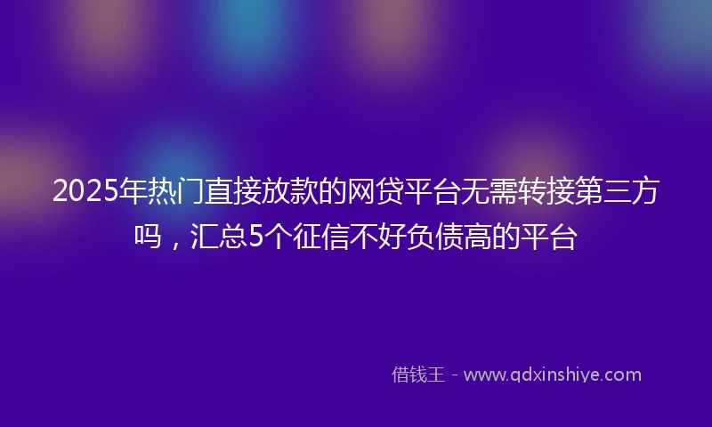 2025年热门直接放款的网贷平台无需转接第三方吗，汇总5个征信不好负债高的平台