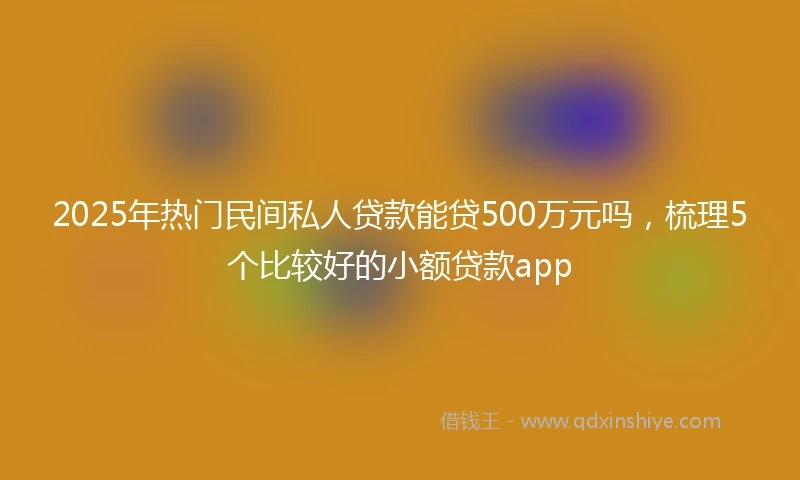 2025年热门民间私人贷款能贷500万元吗，梳理5个比较好的小额贷款app