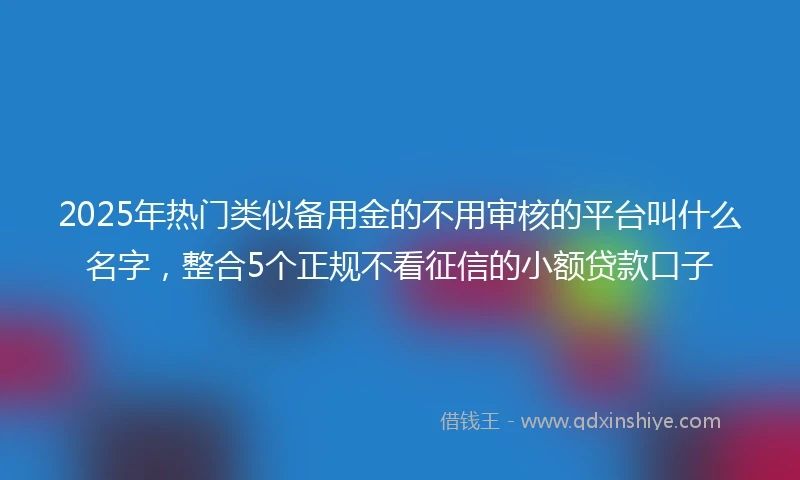 2025年热门类似备用金的不用审核的平台叫什么名字，整合5个正规不看征信的小额贷款口子