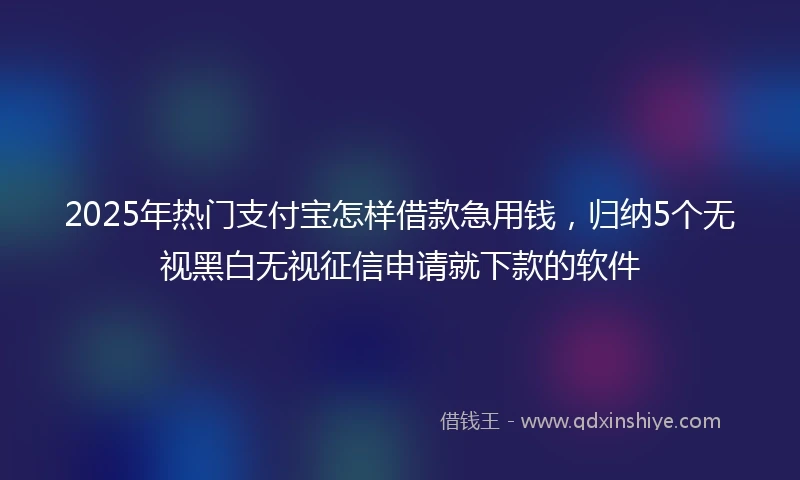 2025年热门支付宝怎样借款急用钱，归纳5个无视黑白无视征信申请就下款的软件