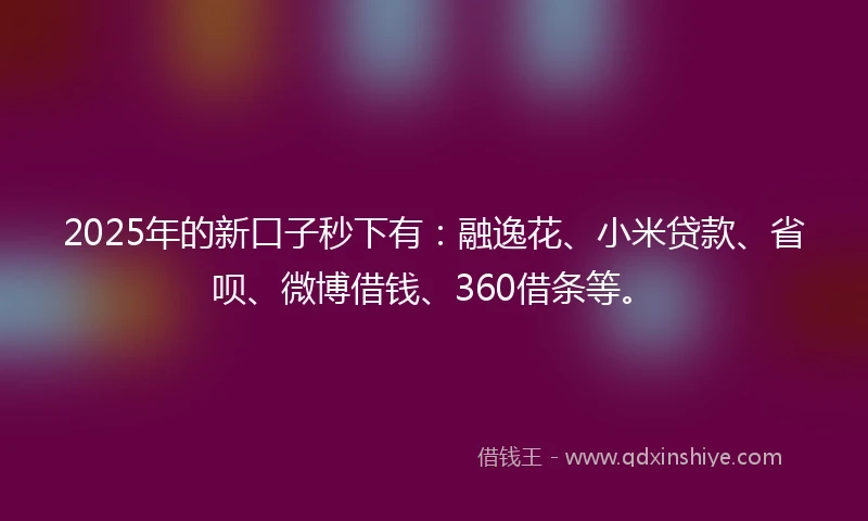 2025年的新口子秒下有：融逸花、小米贷款、省呗、微博借钱、360借条等。