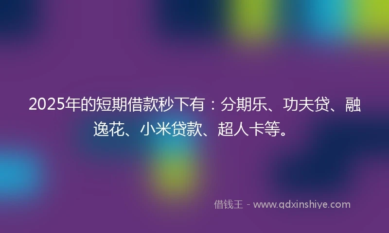 2025年的短期借款秒下有：分期乐、功夫贷、融逸花、小米贷款、超人卡等。