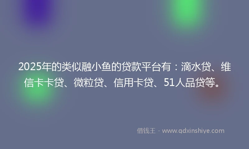 2025年的类似融小鱼的贷款平台有：滴水贷、维信卡卡贷、微粒贷、信用卡贷、51人品贷等。