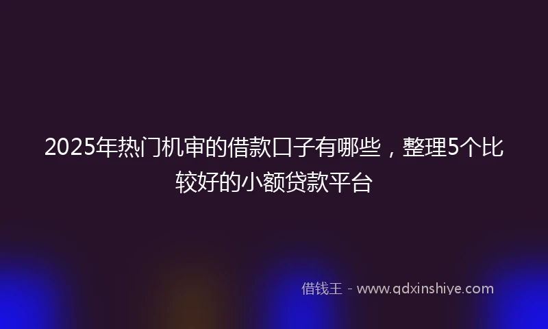 2025年热门机审的借款口子有哪些，整理5个比较好的小额贷款平台