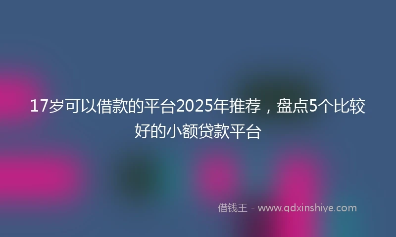 17岁可以借款的平台2025年推荐，盘点5个比较好的小额贷款平台