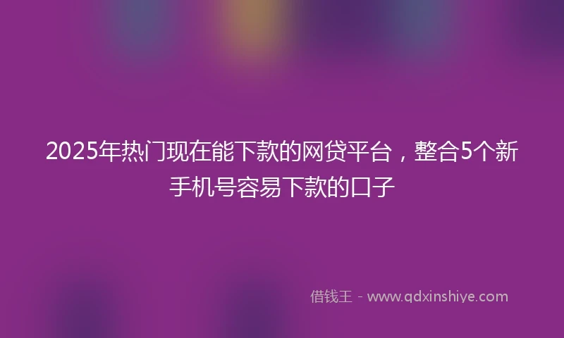 2025年热门现在能下款的网贷平台，整合5个新手机号容易下款的口子