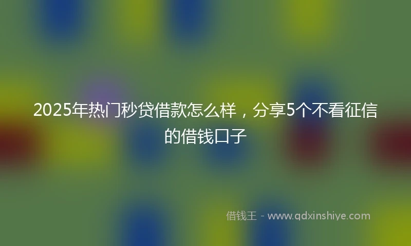 2025年热门秒贷借款怎么样，分享5个不看征信的借钱口子