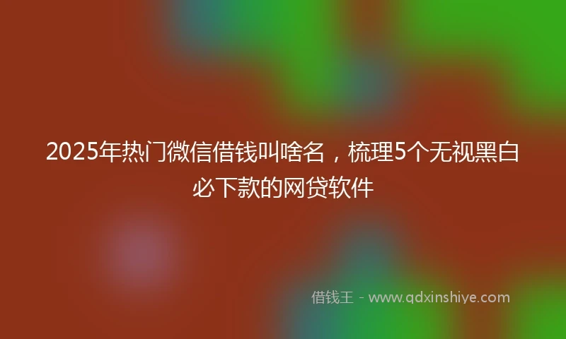 2025年热门微信借钱叫啥名，梳理5个无视黑白必下款的网贷软件