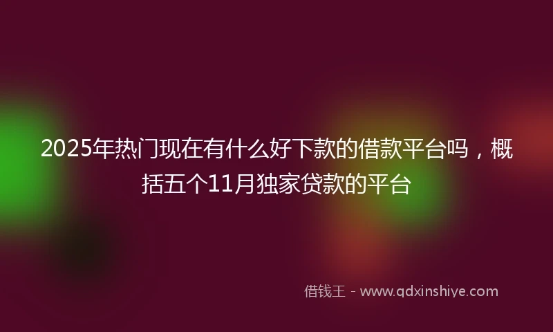 2025年热门现在有什么好下款的借款平台吗，概括五个11月独家贷款的平台
