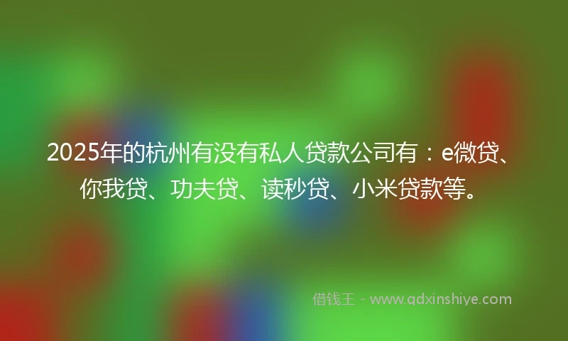 2025年的杭州有没有私人贷款公司有：e微贷、你我贷、功夫贷、读秒贷、小米贷款等。