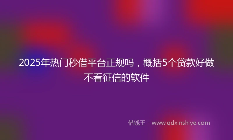 2025年热门秒借平台正规吗，概括5个贷款好做不看征信的软件