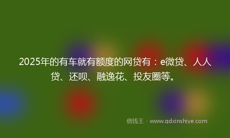2025年的有车就有额度的网贷有：e微贷、人人贷、还呗、融逸花、投友圈等。