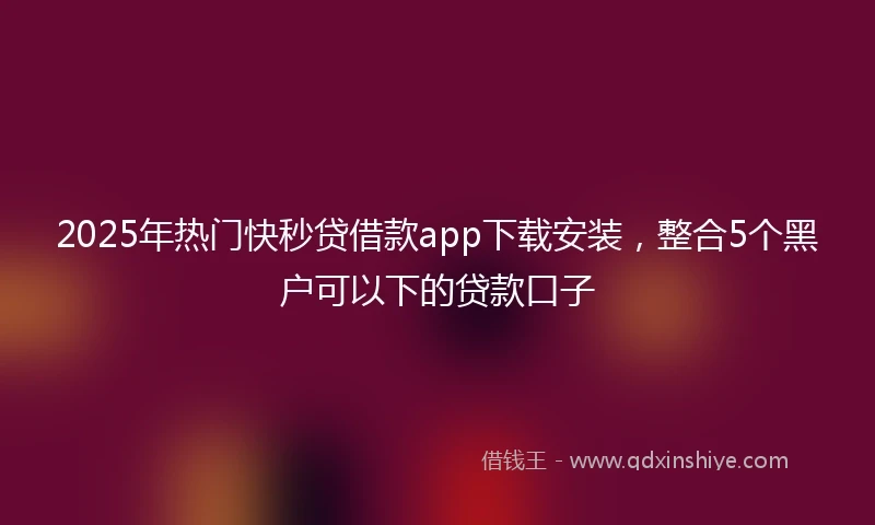 2025年热门快秒贷借款app下载安装，整合5个黑户可以下的贷款口子