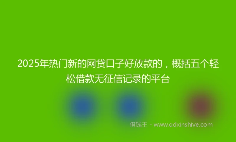 2025年热门新的网贷口子好放款的，概括五个轻松借款无征信记录的平台