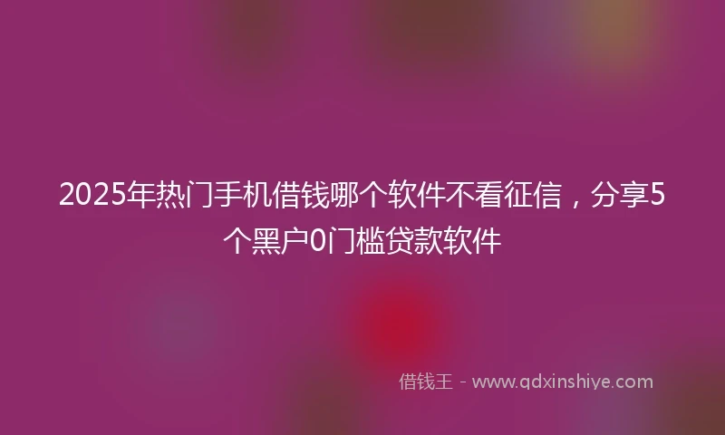 2025年热门手机借钱哪个软件不看征信，分享5个黑户0门槛贷款软件