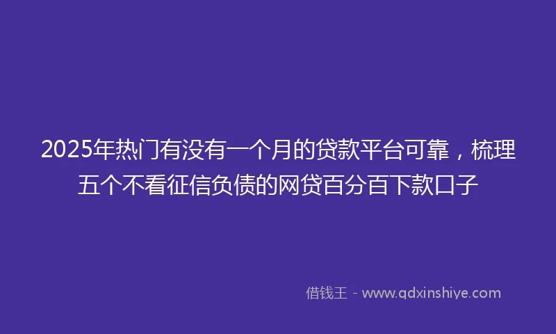 2025年热门有没有一个月的贷款平台可靠，梳理五个不看征信负债的网贷百分百下款口子