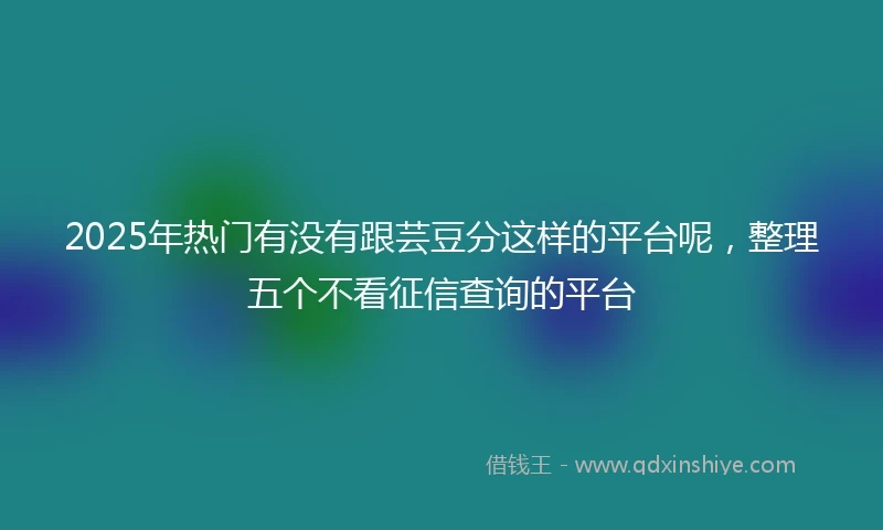 2025年热门有没有跟芸豆分这样的平台呢，整理五个不看征信查询的平台