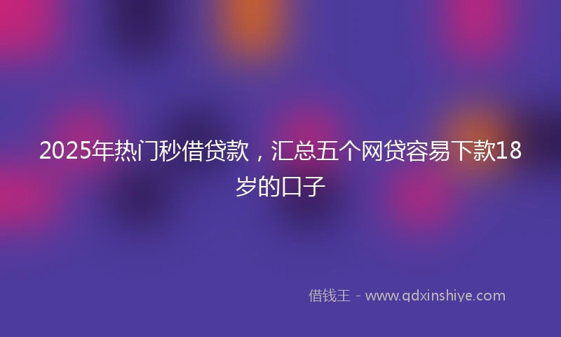 2025年热门秒借贷款，汇总五个网贷容易下款18岁的口子