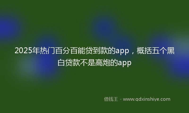 2025年热门百分百能贷到款的app，概括五个黑白贷款不是高炮的app