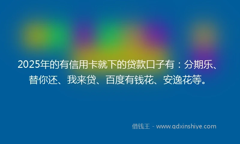 2025年的有信用卡就下的贷款口子有：分期乐、替你还、我来贷、百度有钱花、安逸花等。