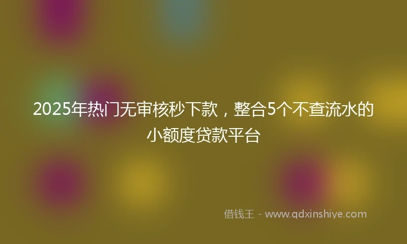 2025年热门无审核秒下款，整合5个不查流水的小额度贷款平台