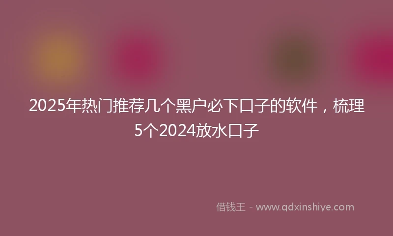 2025年热门推荐几个黑户必下口子的软件，梳理5个2024放水口子