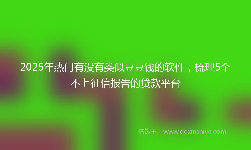 2025年热门有没有类似豆豆钱的软件，梳理5个不上征信报告的贷款平台