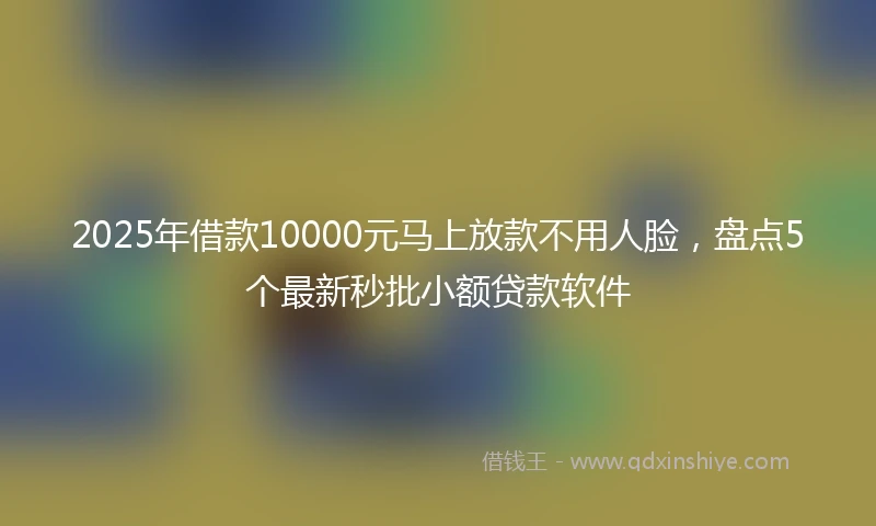 2025年借款10000元马上放款不用人脸，盘点5个最新秒批小额贷款软件