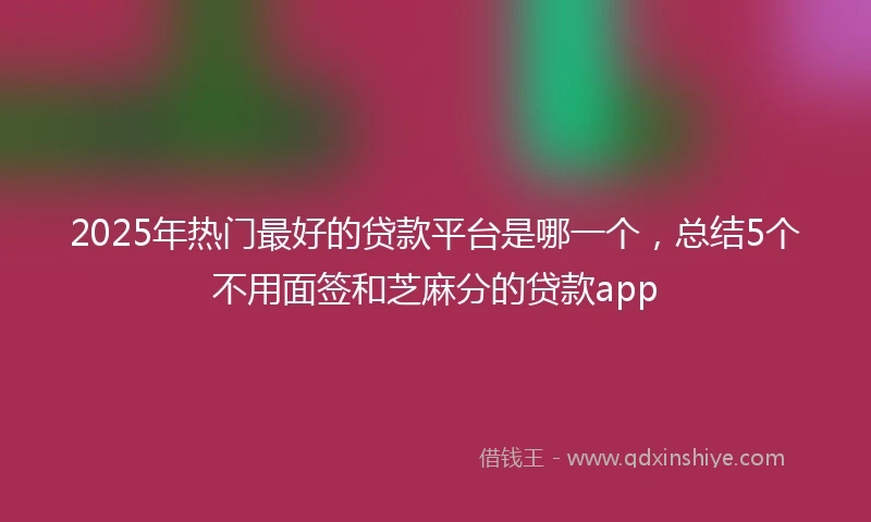 2025年热门最好的贷款平台是哪一个，总结5个不用面签和芝麻分的贷款app