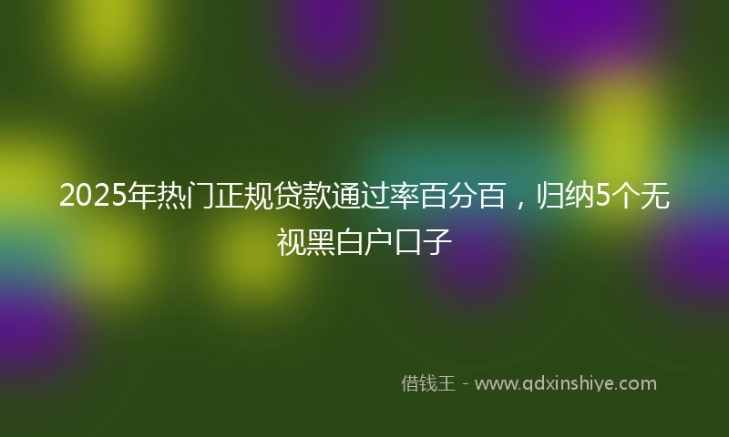 2025年热门正规贷款通过率百分百，归纳5个无视黑白户口子