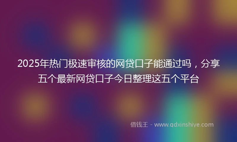 2025年热门极速审核的网贷口子能通过吗，分享五个最新网贷口子今日整理这五个平台