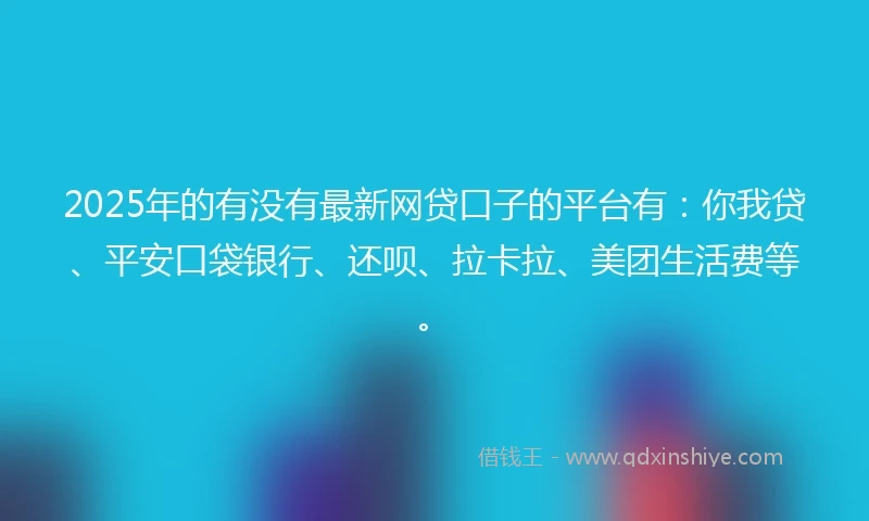 2025年的有没有最新网贷口子的平台有：你我贷、平安口袋银行、还呗、拉卡拉、美团生活费等。