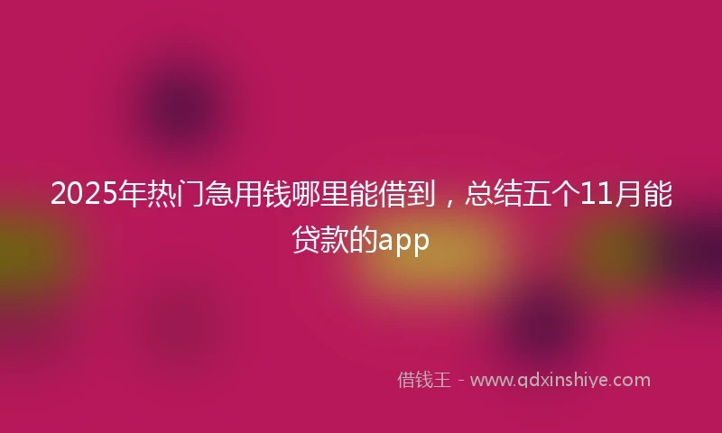 2025年热门急用钱哪里能借到，总结五个11月能贷款的app