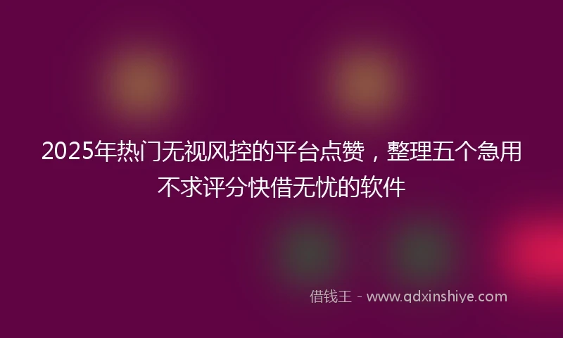 2025年热门无视风控的平台点赞，整理五个急用不求评分快借无忧的软件